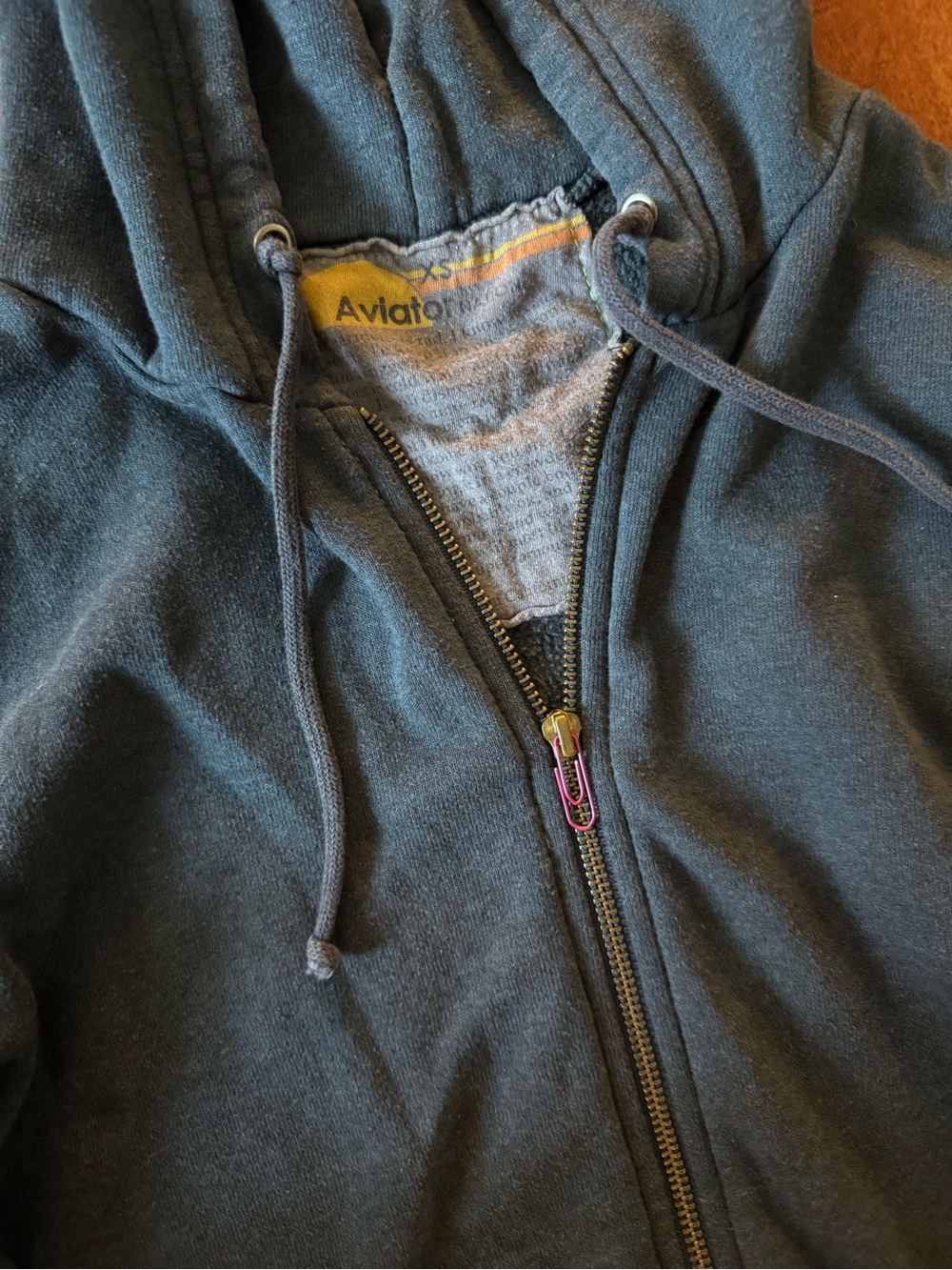 3 Aviator Nation zip Hooded Sweatshirts - Purple Pink Ombré / gray / red - Picture 6 of 9